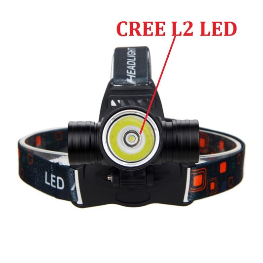 Lampe Frontale de Plongée CREE L2 – Éclairage Puissant Rechargeable